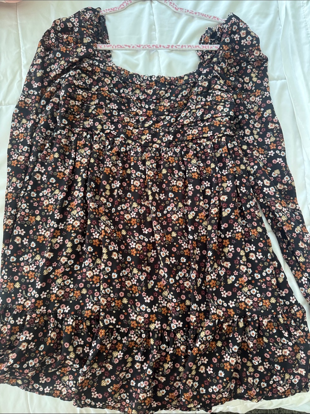 Francesca's Collections Black Floral Mini Dress